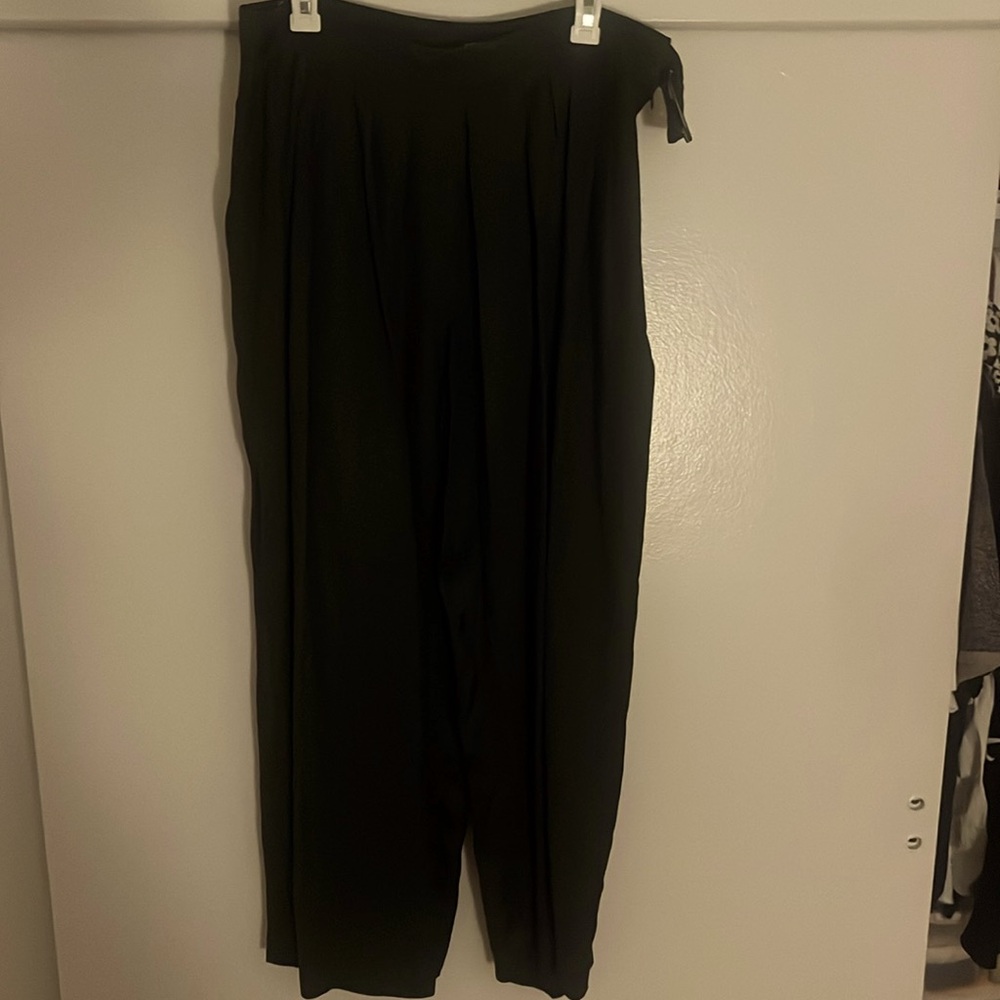 Sonia Rykiel green satin pleated trousers